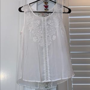 White tank top with lace detail (size small)